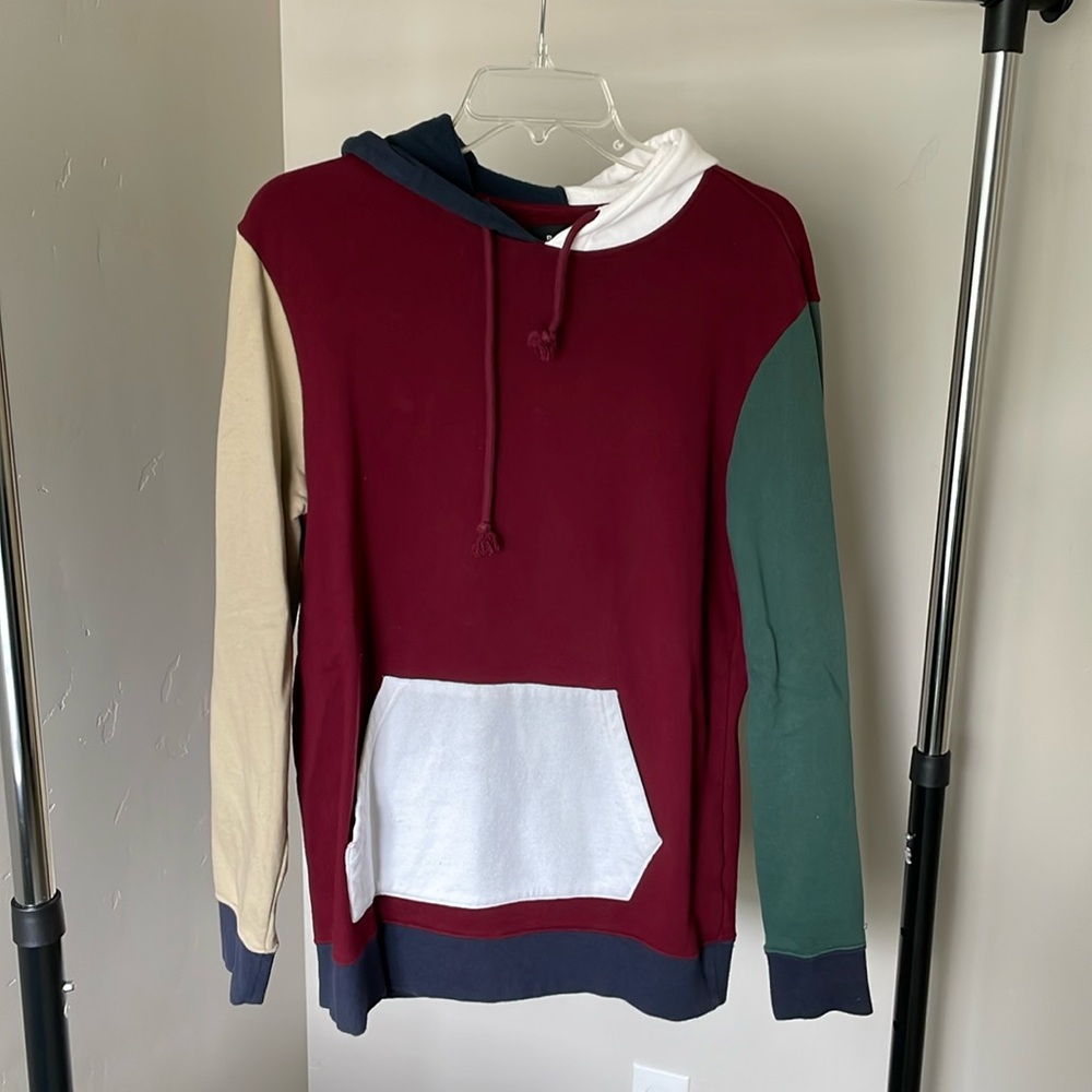 PacSun men’s  size small color block pullover hoody tan red blue white green